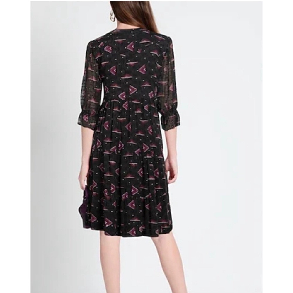 ba&sh Calliope Midi Dress S Geometric Tiered Boho French Chic Contemporary Mod - Picture 2 of 10